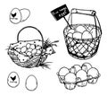 Set of farmerÃ¢â¬â¢s eggs drawings, vector illustration
